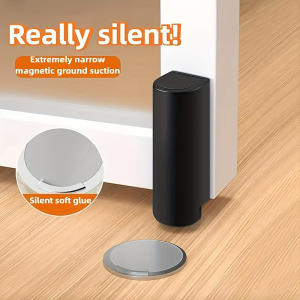 1Pc Heavy Duty Magnetic Door Stopper Stainless Steel Doorstop Black Without Punching Door Suction Door Holder Door Hardware