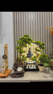 Bộ Sản Phẩm Đèn Led Tượng Phật Chuông Gió Thác Trầm - Tạo Góc Tu Tập An Yên - Tặng Kèm Nụ Trầm