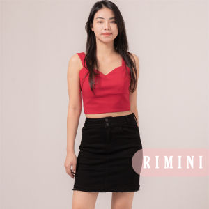 RIMINI - Bawahan Wanita Rok Jeans Hitam Span Mini Double Button Size 26-33 - Gowi Skirt 5189