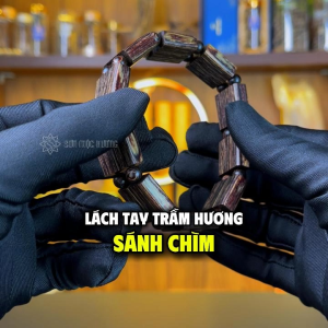 Lách đeo tay trầm hương sánh chìm Sơn Mộc Hương vòng phong thủy nam nữ may mắn tài lộc thơm dịu nhẹ