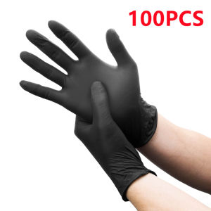 20/50/100PCS Black Nitrile Disposable Gloves Latex Free Textured Household Cleaning Gloves Cooking Tattoo Industria Auto Gloves