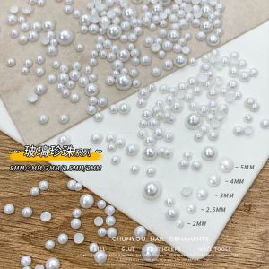 Shi Jia Crystal Glass Pearl Nail Decorations Flat Bottom Half Moon Small Pearl Nail Art Diamonds Long Lasting Quick Drying Comfortable
