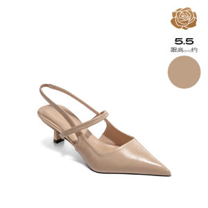 รองเท้าส้นสูงทรงหัวแหลมสุดเก๋สำหรับผู้หญิงในช่วงฤดูร้อนที่สวมใส่สบายและมีสไตล์พร้อมสายรัดด้านหน้าและพื้นยาง