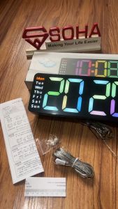 JD-5529 Jam Dinding LED Besar Jam Digital Kalender Hari Alarm Clock Weker Timer Hitung Mundur Suhu Temperatur Design Colorful Mewah