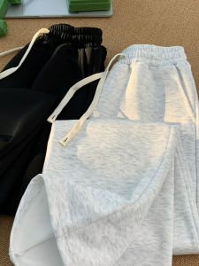 Loose Straight Leg Drawstring Casual Sports Pants for Men Spring Autumn 2025 New Hong Kong Style Loose Wide Leg Pants