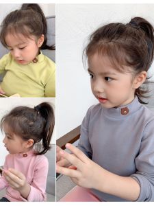 เสื้อยืดเด็กกํามะหยี่สองด้านคอปกสูงสไตล์ลําลองสําหรับฤดูใบไม้ร่วงและฤดูหนาวเหมาะสําหรับเด็กชายและเด็กหญิง