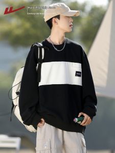 Warrior | Round Neck Color Block Waffle Hoodie Loose Fit