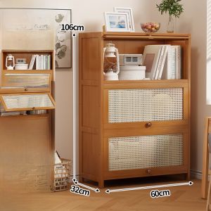 Modern Minimalist Large Capacity Bookshelf Non-Rustic Floor-Standing Home Storage Cabinet with Door Childrens Bookcase Dustproof