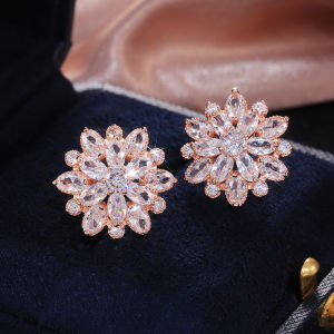Huitan Gorgeous Double Layer Flower Women Stud Earring 7 Colors Available Wedding Dancing Party Gift Female Classic Earring