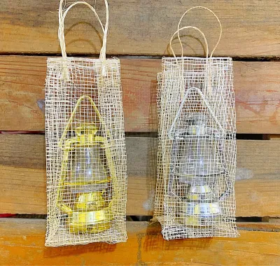 Mini Vintage Lamp With Abaca Pouch / Bag Giveaway Souvenir Baptism Wedding Birthday Christening