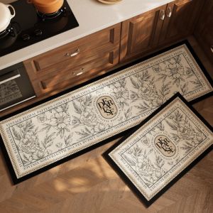 Bộ Thảm Chùi Chân Hoa Cổ Điển VIKAMA Gồm 1/2 Chiếc Thảm Chống Trượt Thấm Nước Cho Nhà Bếp Phòng Giặt Phòng Tắm Trang Trí Sàn Nhà