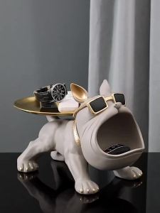 other | Resin Puppy Statue With Storage Box Cartoon Dog Figurine Animal Craft Ornament Desktop Sundries Storage Home Decor Artwork