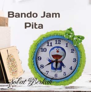 Bando jam dinding motif pita cantik / cover jam dinding bulu lembut