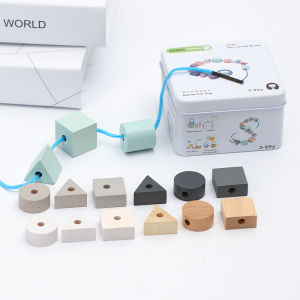 Educational Intelligence Wooden Puzzle Top Building Blocks Set