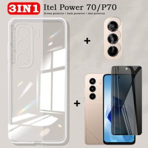 3IN1 For Itel P70 Screen Tempered Glass Film & Ultra-Thin Mobile Phone Case