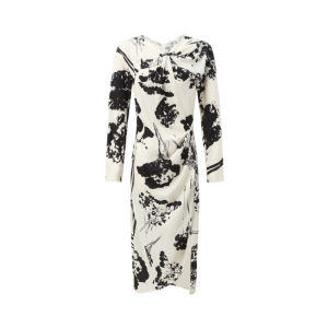 Long Sleeve Pleated Printing Dress