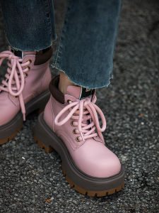 UK Style Short Martin Boots: Women's Thick Bottom Platform Pink Outdoor Workwear