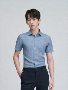 Versatile Business Dress Shirt Checkered Blue