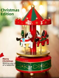 Christmas Vintage Style Music Box Rotating Horse Musical Ornament Birthday Gift Valentines Day Childrens Day Festive Decoration