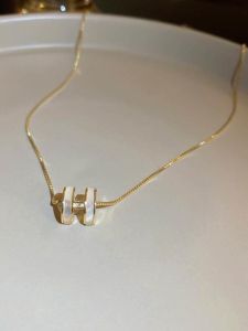 New Arrival Luxury Shell Zircon Letter Necklace Simple Versatile 18K Gold Jewelry Accessory for Women Fresh out Style