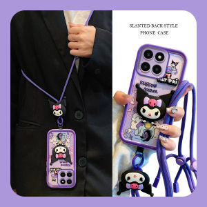 Ins เคสโทรศัพท์ Phone Case Honor X6C HonorX6C เคสโทรศัพท์ ใหม่การ์ตูนน่ารักแฟชั่นลายหมีสตรอเบอรี่เฮลโลคิตตี้แบบสามมิติพร้อม2025สายคล้องแบบคาดตัว Cover