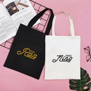 Customize Signature Design | Custom Name Canvas Bag Sling Bag Tote Bag String Bag | No MOQ | Custom Tote Beg Kanvas Student Beg Fashion Women Beg Japan Style