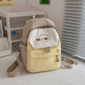 Cute Color Block Small Size Backpack for Girls Travel School Bag Kindergarten Bookbag Lightweight Youthful Style Soft Material