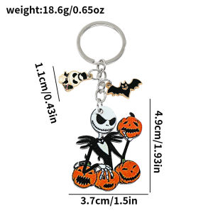 Bandai | Anime Cartoon Nightmare Before Christmas Keychain Jack Skellington & Pumpkin Charm Gothic Halloween Accessories Gifts