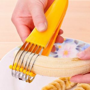 Banana Slicer Stainless Steel Multifunctional Hot Dog Fruit Cucumber Slicer Peeler Kitchen Tools