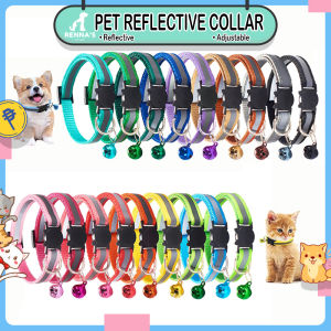 Rennas Dog Adjustable Bell Collars For Dog Collar For Cat Pet Collar Reflection Nylon Dog Supplies