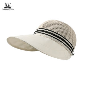 LouisWill Women Sun Cap Womens Beach Hat Sun Visor Hat Casual Breathable Sun Hats Portable Beach Cap Large Brim Cap Sun Protection Cap UV Protection Straw Hats for Summer Outdoor Travel