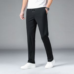 ROMON | Lormen Summer Thin Ice Silk Casual Pants Mens Business West Pants Loose Straight Tube Sports Quick Dry Long Trousers