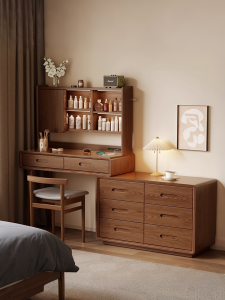 DONGMU | Vintage Solid Wood Extendable Combination Vanity Desk Storage Cabinet with Drawers