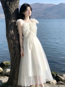 CHANGTONG | French Elegant Slimming Waist Long Dress Summer 2026