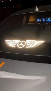 【Multi Merek Untuk Memilih】 Logo Sayap Stiker Mobil Reflektif Tinggi / Laser Sayap Reflektif Tinggi Peringatan Stiker Dekoratif Mobil Untuk Honda