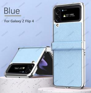 FLOVEME Luxury Plating Leather Phone Case For Samsung Galaxy Z Flip 5 Flip 4 5G With Hinge Full Protection Folding Back Cover For Galaxy Z Flip 5 Flip 4