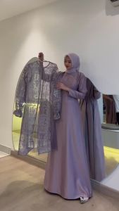 BISA COD - BEST SELLER RADIFAA DRESS SET OUTER BAHAN SILK MIX TILLE JUMBO LD 120 DRESS KONDANGAN PESTA PERNIKAHAN SERAGAM