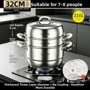 RONGCHUAN | Heavy-duty 316L Stainless Steel Multipurpose Steamer