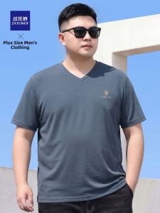 ZATUWOF | Summer Plus Size Mens V-Neck Short Sleeve T-Shirt Casual