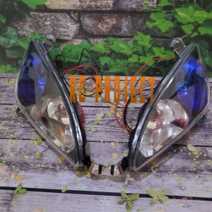 TERBARU REFEKTOR LAMPU DEPAN MIO SPORTY COSTUM BIRU PLUS LAMPU SEN SEIN MIO MODEL MX COSTUM BIRU