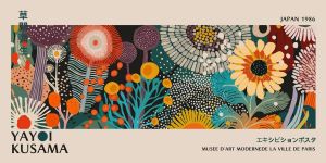 Yayoi Kusama Flower Exhibition Poster Canvas Painting Print Japanese Wall Art Picture for Living Room Home Decor Cuadros