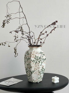 New Chinese Pastoral Style Vintage Green Ice Cracked Ceramics Vase Flower Arrangement Hydroponic Living Room Dining Table Creative Decoration