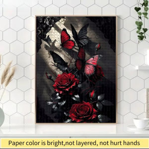 500/1000/1200/2000PCS Butterfly & Rose Jigsaw Puzzle for Families - Jigsaw Challenge with Black/Red/Pink/White/Green/Burgundy Pi