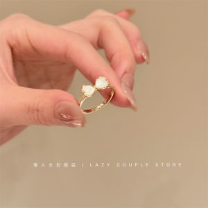 Elegant Shell Butterfly Knot Ring for Women Luxury Minimalist Design Gentle Fashionable Stackable Finger Ring Copper Plated