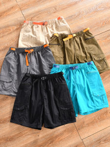 Mens Summer Outdoor Casual Loose Shorts Five-Quarter Length Anti-Water Wear Resistant Tearable Workwear Nylon Fabric Straight Leg