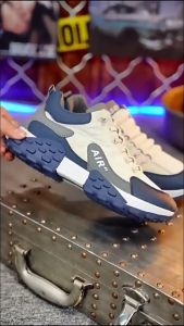 Thick Sole Rubber Shoes For Men Korean Fashion Mesh Breathable Lace Up Sports Sneakers Comfortable Flat Casual Shoes For Men On Sale