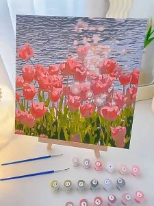 ohayo ระบายสีตามเลข ภาพระบายสีตามตัวเลข ดิฐิบที่ 20x20 สำหรับตกแต่งบ้าน ไม่ขึ้นเฟรม ชนิดสีน้ำมัน