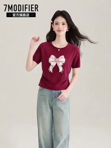 7.Modifier | Áo Thun Elegent Đa Năng In Hình Nơ Cổ Tròn Tô Đẹp Vòng 2