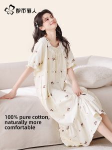 Womens Pure Cotton Short Sleeve Summer Sweet Princess Style Nightgown