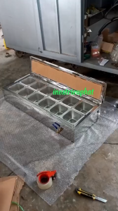 Thùng đá inox 3 lớp 12-15-18 khây nắp mica trong suốt giữ lạnh topping trà sữachè